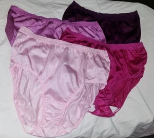 4 Fruit of the Loom 10 Panties Silky Satin Semi Sheer Granny Panties Lace BinQ3 - Picture 1 of 18