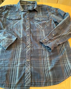 ROCK N REPUBLIC PLAID TECHNICAL LS SHIRT MENS SZ XL - Picture 1 of 8