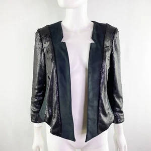 Anthropologie schwarze Pailletten vorne offen SHONDA Jacke Gr. S Abend elegant NEU - Bild 1 von 8