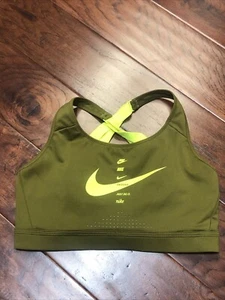 NIKE WOMENS DRI-FIT HIGH S IMPACT TRAINING STRAPPY BRA green medium ( Bin6 - Picture 1 of 4