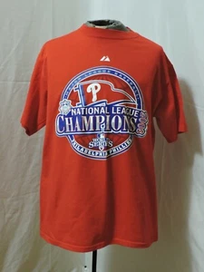 Large Philadelphia Phillies 2008 Red National League Champions T Shirt Majestic - Picture 1 of 3