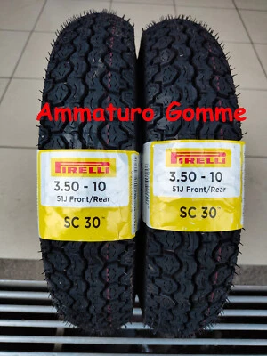COPPIA 3.50-10 51J PIRELLI SC 30 DOT/ANNO 2025! X PIAGGIO VESPA PX LML GOMME