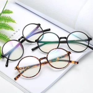 Vintage Transparent Round Eyeglass Frames Retro Ultra-light Glasses Unisex - Picture 1 of 17