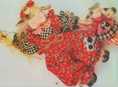 Uncut Hanging Cow Bunny Doll Clothes Butterick 3927 Sewing Pattern Rabbit - Image 1 of 3