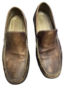 Ecco Mens Brown Vegetable Tanned Leather Slip On Loafers sz 44 US 11 - Picture 1 of 6