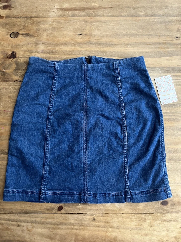People Modern Femme Denim Mini Skirt Blue Size 8