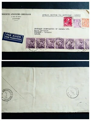 UNIQUE DESTINATION RARE BELGIUM TO CANADA 1940 “INAUGURATION COVER” RARE - Image 1 of 3