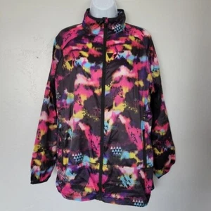 Rise by LuLaRoe Women's Large Black Pink Multicolor Jacket Athletic Mesh Light - Picture 1 of 8