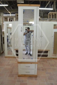 HANDMADE COUNTRY 1 DOOR 2 DRAWER MIRRORED SHELVED IN IVORY (NOT FLATPACKED) - Picture 1 of 14