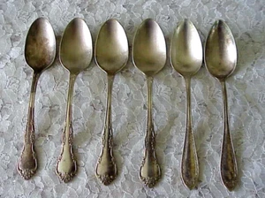 Vintage Teaspoons (6) Mixed Lot 6" L Patina Oneida Community & Community Silver - Picture 1 of 9