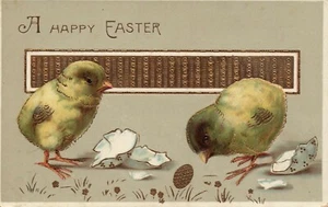 Schöne gold vergoldete Kükenei Oster Postkarte  - Bild 1 von 1