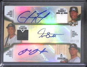 2012 Topps Triple Threads Combo Relic Autograph #TTARC-16 Giancarlo Stanton