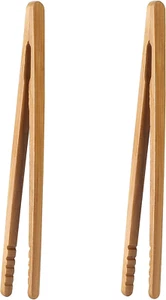 Toaster Tongs, 7 Inches Bamboo Tongs for Cooking Toast Kitchen (2 Pcs) - Picture 1 of 12