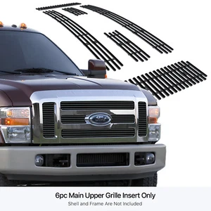 Fits 2008-2010 Ford F-250/F-350/F450 SD Main Upper Black Billet Grille Insert - Picture 1 of 7