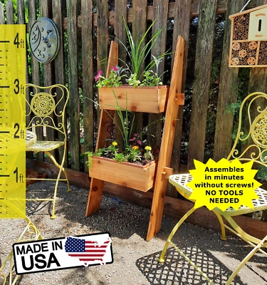 Vertical Garden Leaning Ladder Planter Boxes - Outdoor Patio Balcony Deck Porch - Image 1 of 4
