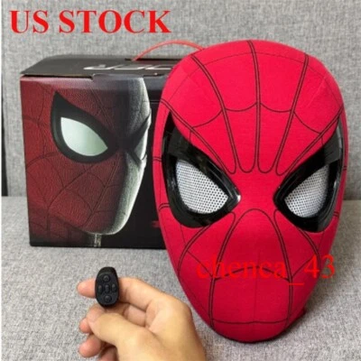 Red Spider-Man Mask Moving LED Eyes Cos Props Remote Control Ring Kids Xmas Gift - Image 1 of 4