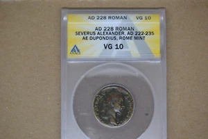 Roman Imperial: Severus Alexander AD 222-235 AE Dupondius (23MM)- ANACS VG-10 - Picture 1 of 5