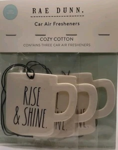 Ambientadores de aire para automóvil RAE DUNN algodón acogedor ~ levantarse y brillar ~ forma de taza ~ paquete de 3 ~ nuevos en paquete - Imagen 1 de 10