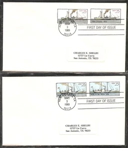 US SC # 2405-2409 Steamboats .Booklet Pane Of 5 FDC. No Cachet - Picture 1 of 2