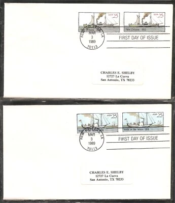 US SC # 2405-2409 Steamboats .Booklet Pane Of 5 FDC. No Cachet - Image 1 of 2