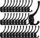 32 Pack Black Coat Hooks Wall Mounted with 64 Screws Retro Double Hooks Utility