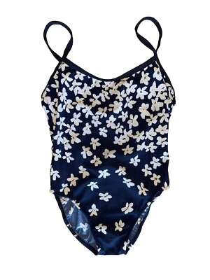 Jantzen Vintage Swimming Suit Blue Floral Daisy Print Size 6 Navy Blue One Piece - Image 1 of 4