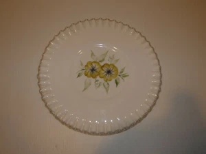 Vintage Fenton Silver Crest Large Cake Plate, Green Flowers and Leaves - Picture 1 of 4