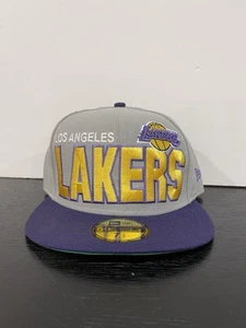 Los Angeles Lakers New Era NBA Spellout 59Fifty Fitted Cap Hat Size 7 1/2 - Picture 1 of 3