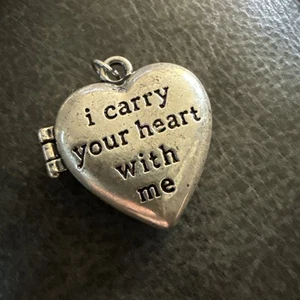 HEART Photo Locket I Carry Your Heart With Me Bride Wedding Remember - Picture 1 of 4