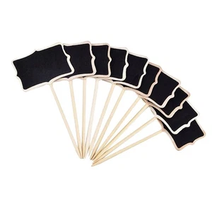 10x Wooden Blackboard Chalkboard with Stick Plant Tags - Picture 1 of 6