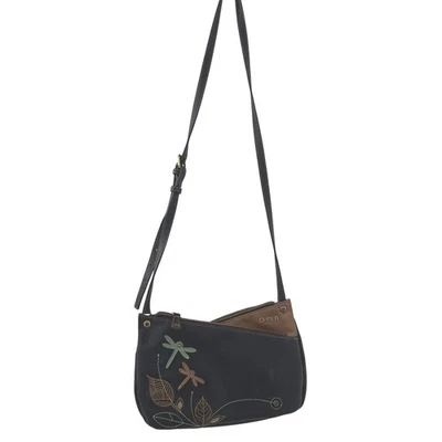 Bolso Bandolera Chala Criss Cuero Azul Marino Ajustable Hoja Libélula Apliques Foto 1 de 4