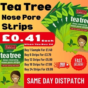 Nose Pore Strips Blackhead Removal Tea Tree Deep Cleansing Strips Unclog Pores - Picture 1 of 8