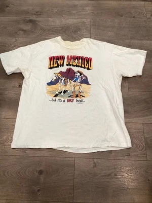 Vintage 90s New Mexico Dry Heat Skeleton T Shirt LXL Travel Destination USA - Image 1 of 4