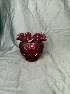 Vintage Fenton Red Carnival Glass "Grape & Cable" Bowl – Ruffled Edge - Picture 1 of 5