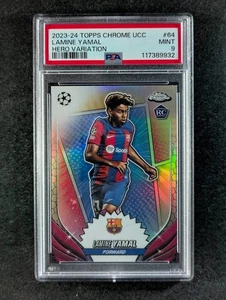 2023-24 Topps Chrome UEFA LAMINE YAMAL Rookie RC Hero Variation SSP #64 PSA 9 - Picture 1 of 4
