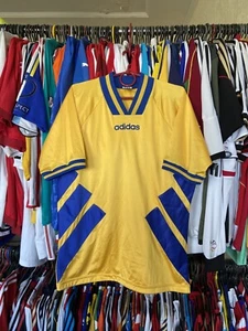 1994 1995 ADIDAS TEMPLATE FOOTBAL SHIRT SOCCER JERSEY sz M MEN YELLOW - Picture 1 of 10