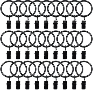 100 Pack Metal Curtain Rings with Clips, Curtain Hooks Hangers Clip Rings 1.35 i - Picture 1 of 6