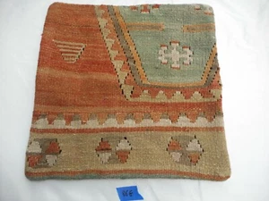 Unique  Kilim Pillow Cover 16x16" Case from Kilim Rug Hidden Zipper Amazing Work - Picture 1 of 11