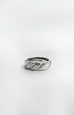 David Yurman Sculpted Ring Womens Band SZ8 6MM Cable Band Ring Sterling Silver - Image 1 of 4