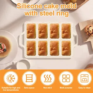 Mini Loaf Pan Nonstick Silicone Mini Bread Loaf Pans 8 Cavities weDKB - Picture 1 of 11