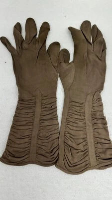 Guantes de moda para mujer Fownes vintage años 50-60 talla 6,5 rayón beige/marrón Foto 1 de 4