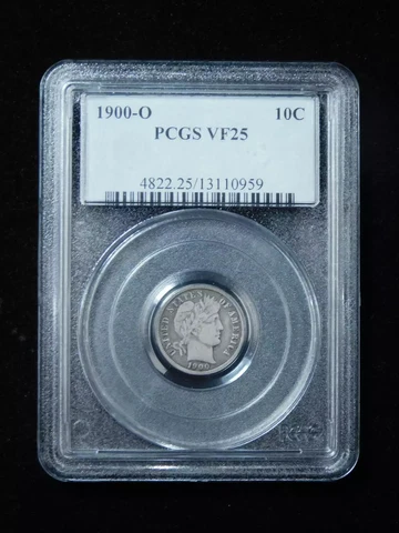 1900 O Dimes Barber or Liberty Head PCGS VF-25 Cover