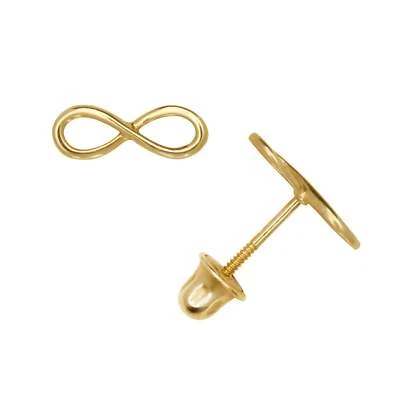 14K Yellow or white Gold  Infinity Stud Earrings - Image 1 of 3
