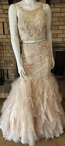 Morilee Paparazzi Nude 2 Piece Mermaid Gown Glitter Sequin Dress NWT 97009 Sz 6 - Picture 1 of 24