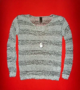B.C. by HEINE PULLOVER STRICK GRAU-WEISS ROMANTIK BOHO 36/38 NEU !! OVP !! - Bild 1 von 2