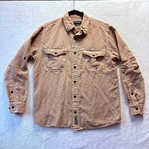 Camisa Orvis Hombre Talla Mediana Marrón Mezcla de Lino Botones Ajuste Activo Safari Pestaña Enrollable - Imagen 1 de 13