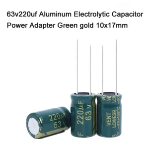 63v220uf condensador electrolítico de aluminio adaptador de corriente oro verde 10x17 mm - Imagen 1 de 5