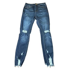 Simple Society Distressed Jeans Raw Hem Blue Size 5 NWT - Picture 1 of 5