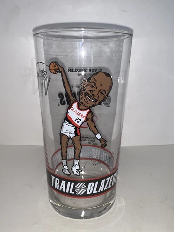 Vintage 91-92 Portland Trailblazers CLYDE DREXLER Drinking Glass Promotional #6 Cover