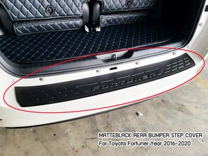 MATTEBLACK REAR BUMPER STEP DOOR SCUFF PLATE COVER FOR TOYOTA FORTUNER 2015-2022 - Picture 1 of 7